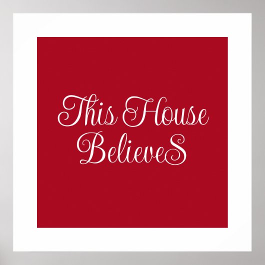 Dieses Haus glaubt, Typografie Script rot Poster (Vorne)