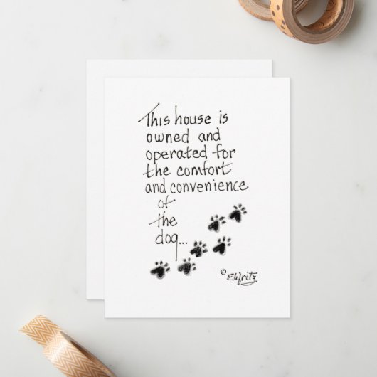 Dieses Haus ist Eigentum und wird für den Hundesch Mitteilungskarte (Vorderseite/Rückseite Beispiel)