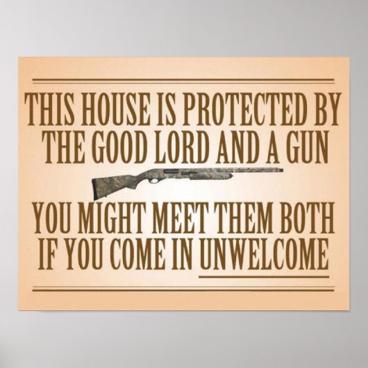 Dieses Haus wird vom guten Herrn und einer Waffe g Poster (Vorne)