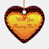 Dieses Herz ist auf Feuer. Heiraten Sie mich? Keramik Ornament (Hinten)