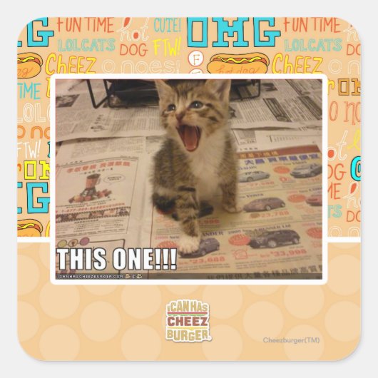 Dieses hier! quadratischer aufkleber (Vorderseite)