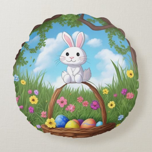 Dieses Hippity Hop Bunny Round Kissen (Vorderseite)