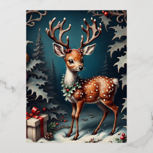 Dieses Hirsche ist so niedlich und festlich! I LIE Folien Feiertagspostkarte