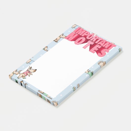 Dieses Hund Leben wichtig notiert blaues Muster Post-it Klebezettel (angewinkelt)