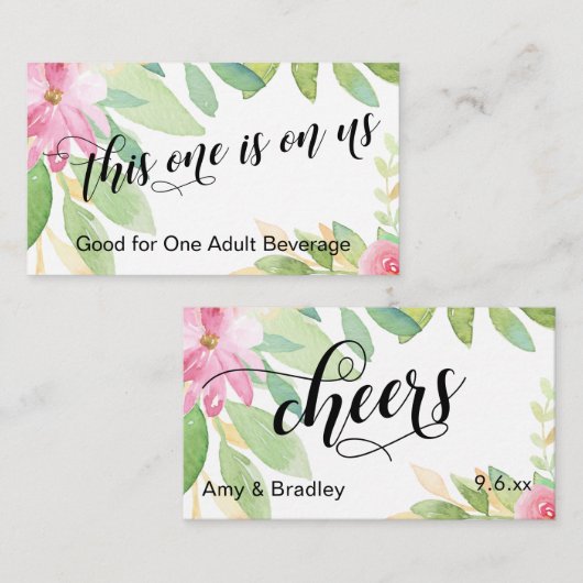 Dieses ist auf US-Script & Blume Drink Ticket Begleitkarte (Vorne/Hinten)