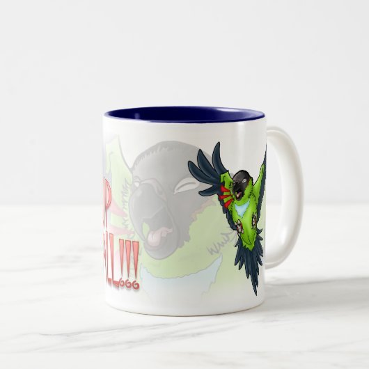 "Dieses ist Ihr WECKEN-ANRUF" Nanday Tasse (VorderseiteRechts)