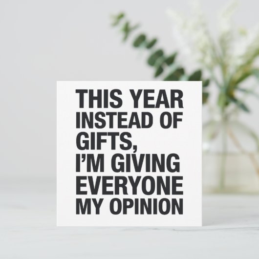 Dieses Jahr gebe ich allen statt Geschenke Feiertagskarte (Stehend Vorderseite)