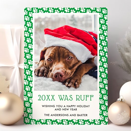 Dieses Jahr war Ruff Green Pet Foto Weihnachtskart