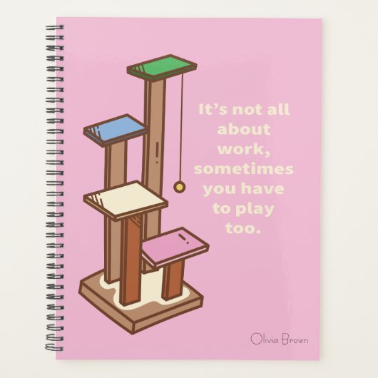 Dieses Katzenleben rosa Katzenturm mit Namen Planer (Vorderseite)