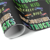 Dieses Kind bekommt wirklich Monster-LKW. Geschenkpapier (Rolleneckpunkt)