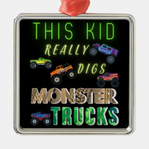 Dieses Kind bekommt wirklich Monster-LKW. Ornament Aus Metall