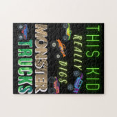 Dieses Kind bekommt wirklich Monster-LKW. Puzzle (Horizontal)