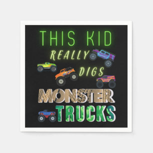 Dieses Kind bekommt wirklich Monster-LKW. Serviette