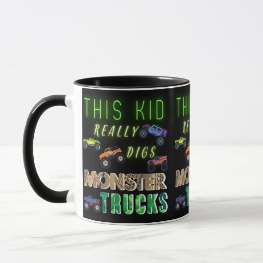 Dieses Kind bekommt wirklich Monster-LKW. Tasse (Links)