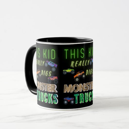 Dieses Kind bekommt wirklich Monster-LKW. Tasse (Vorderseite Links)