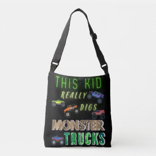 Dieses Kind bekommt wirklich Monster-LKW. Tragetaschen Mit Langen Trägern