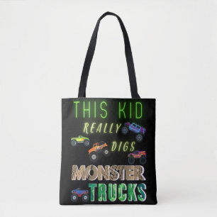 Dieses Kind mag Monstertrucks wirklich Tasche