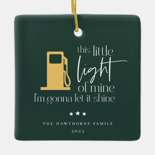 Dieses kleine Licht Funny Gas Weihnachten Keramikornament (Vorderseite)