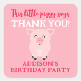 Dieses kleine Schweine sagt, danke, dass du Landti Quadratischer Aufkleber