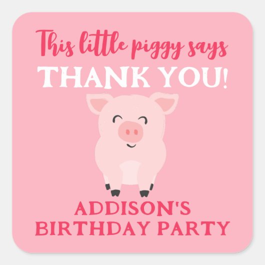 Dieses kleine Schweine sagt, danke, dass du Landti Quadratischer Aufkleber (Vorderseite)