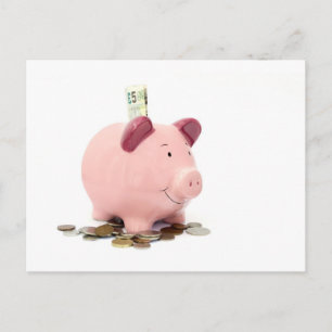 dieses kleine Sparschwein ging an die Bank Postkarte