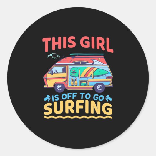 Dieses Mädchen geht surfen Runder Aufkleber (Vorderseite)