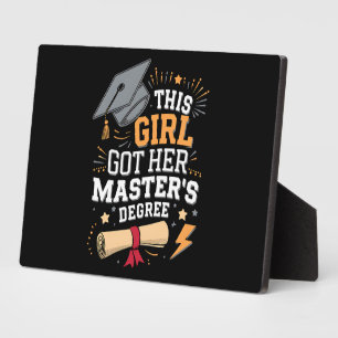 Dieses Mädchen Got ihren Master-Grad-Abschluss Fotoplatte
