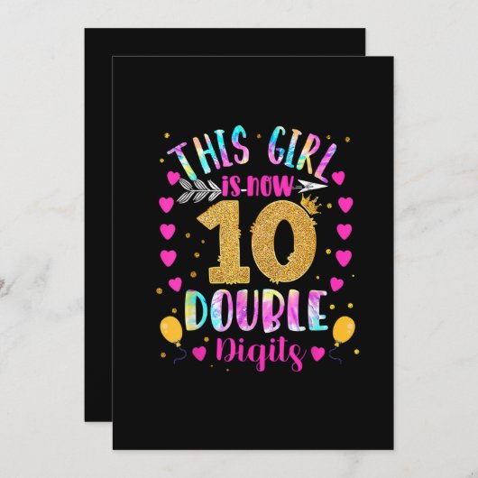 Dieses Mädchen ist jetzt 10 zweistellige Gefärbte Einladung (Vorne/Hinten)