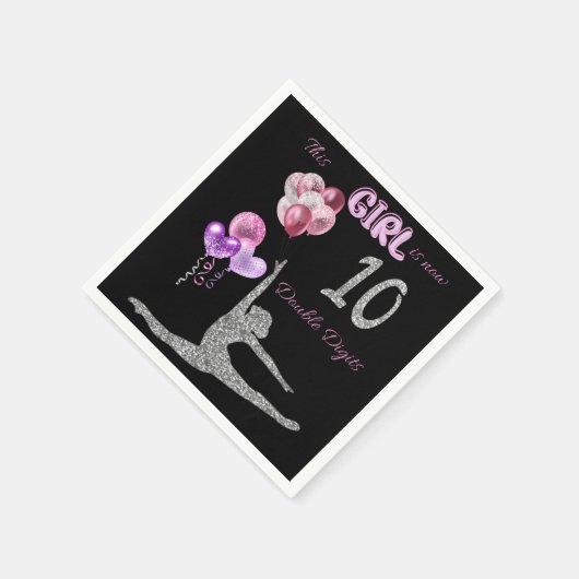 Dieses Mädchen ist jetzt 10 zweistellige Gymnastik Serviette (Ecke)