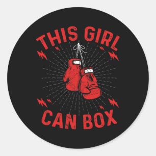 Dieses Mädchen kann boxen, Boxer boxt Vintage-Desi Runder Aufkleber