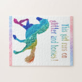 Dieses Mädchen läuft auf Glitzer und Pferden Puzzle (Horizontal)