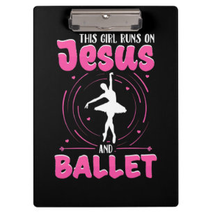 Dieses Mädchen läuft auf Jesus und Ballett tanzen Klemmbrett