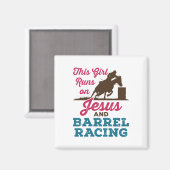 Dieses Mädchen läuft auf Jesus und Barrel Racing Magnet (Vorderseite/Rückseite)