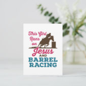 Dieses Mädchen läuft auf Jesus und Barrel Racing Postkarte (Stehend Vorderseite)