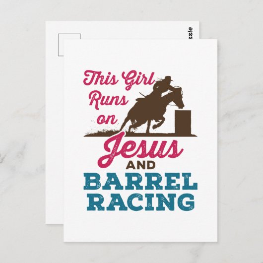 Dieses Mädchen läuft auf Jesus und Barrel Racing Postkarte (Vorne/Hinten)