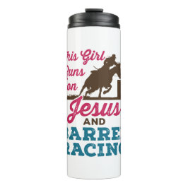 Dieses Mädchen läuft auf Jesus und Barrel Racing Thermosbecher