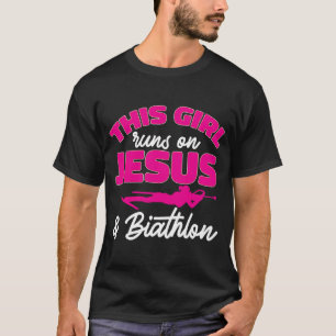 Dieses Mädchen läuft auf Jesus und Biathlon Biathl T-Shirt