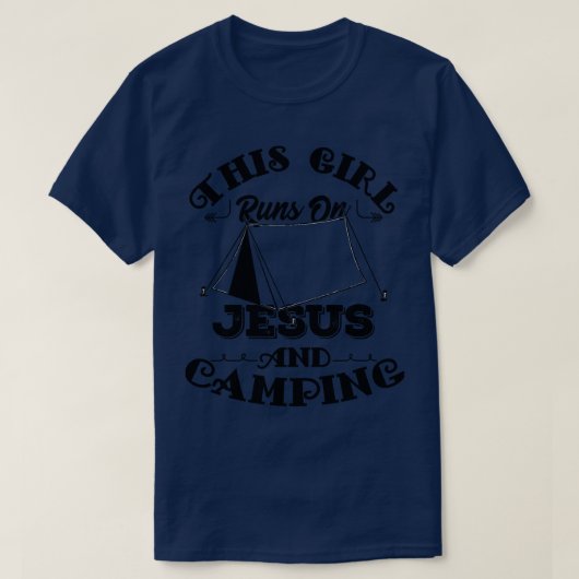 Dieses Mädchen läuft auf Jesus und Camping Design  T-Shirt (Design vorne)