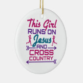 Dieses Mädchen läuft auf Jesus und Cross Country Keramik Ornament (Rechts)