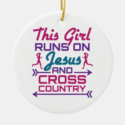 Dieses Mädchen läuft auf Jesus und Cross Country Keramik Ornament (Vorne)