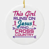 Dieses Mädchen läuft auf Jesus und Cross Country Keramik Ornament (Hinten)