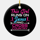 Dieses Mädchen läuft auf Jesus und Cross Country N Keramik Ornament (Hinten)