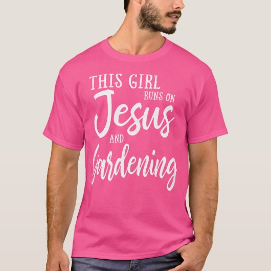 Dieses Mädchen läuft auf Jesus und Gartenarbeit Ch T-Shirt (Vorderseite)