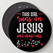 Dieses Mädchen läuft auf Jesus und Musicals Theate Button (Vorne & Hinten)