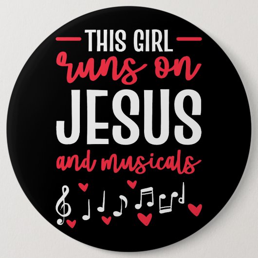 Dieses Mädchen läuft auf Jesus und Musicals Theate Button (Vorderseite)