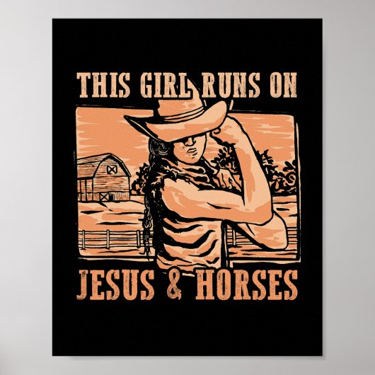 Dieses Mädchen läuft auf Jesus und Pferde Cowboy R Poster (Vorne)