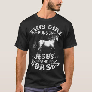 Dieses Mädchen läuft auf Jesus und Pferden Reiten T-Shirt