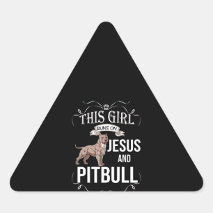 Dieses Mädchen läuft auf Jesus und Pitbuli Dreieckiger Aufkleber