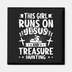 Dieses Mädchen läuft auf Jesus und Schatzsuche Magnet