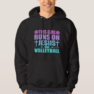 Dieses Mädchen läuft auf Jesus und Volleyball Gesc Hoodie